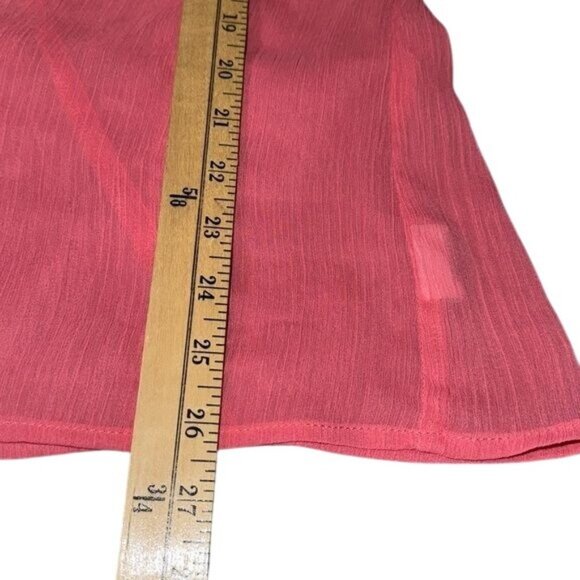 Eyeshadow Womens Plus Size 1X Sheer Pink Flutter Sleeve Top With Stud Accents - Picture 8 of 9